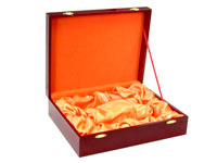 velvet lined mahogany finish wood jewelry box